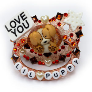 Lil Puppy Bronze Glitter Adult Deco Pacifier