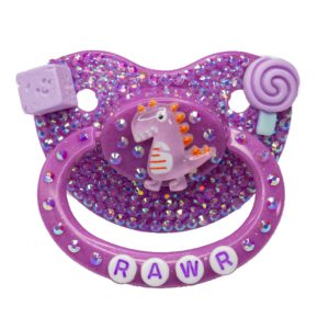 Rawr Purple Glitter Adult Deco Pacifier