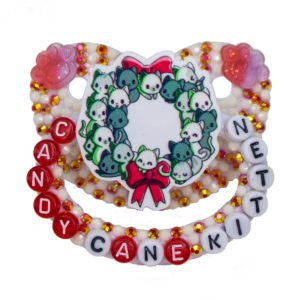 Candy Cane Kitten White Adult Deco Pacifier